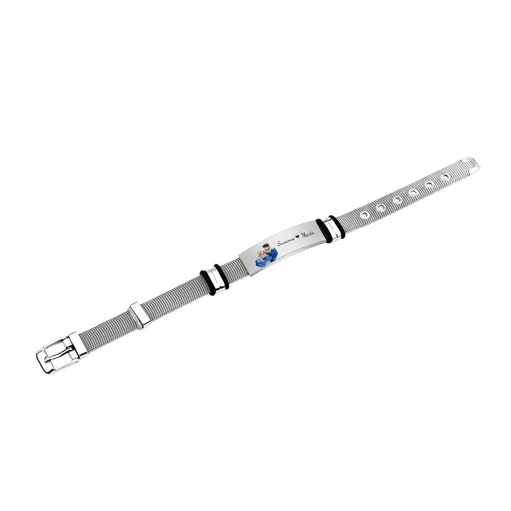 Pulsera tejida grabada para hombre