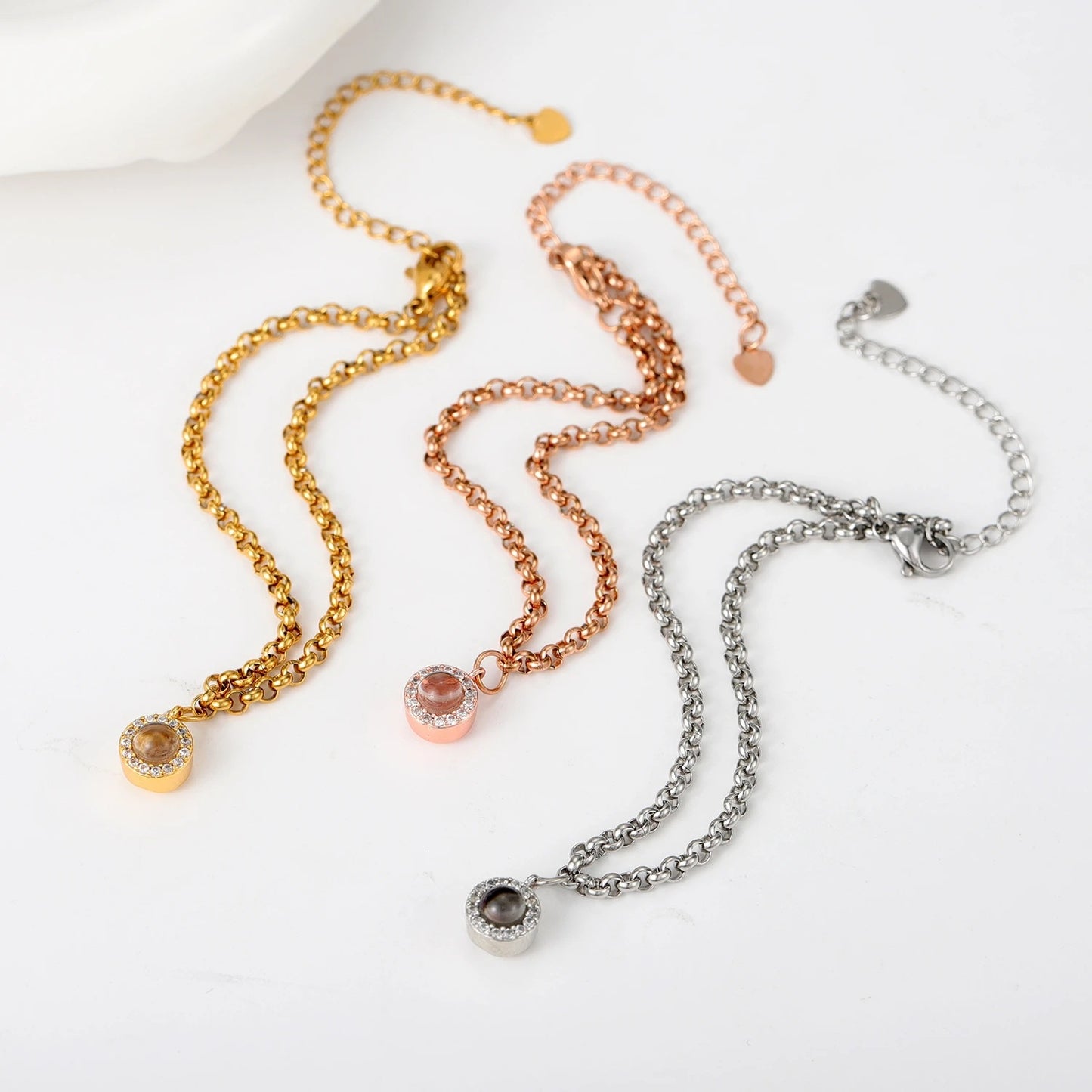 Projection photo round bubble couple bracelet