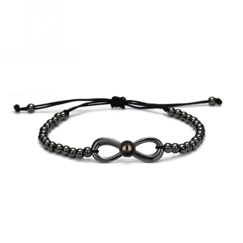 Pulsera de cuentas de latón con lazo y proyección de fotos