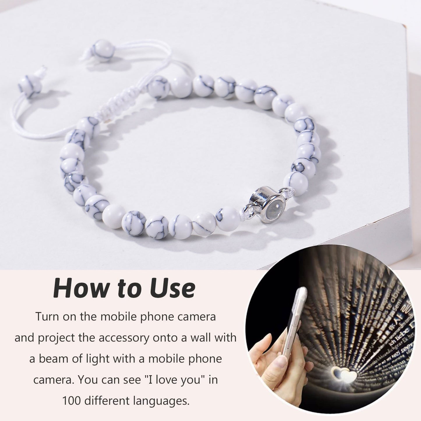 Pulsera turquesa con proyección de fotos