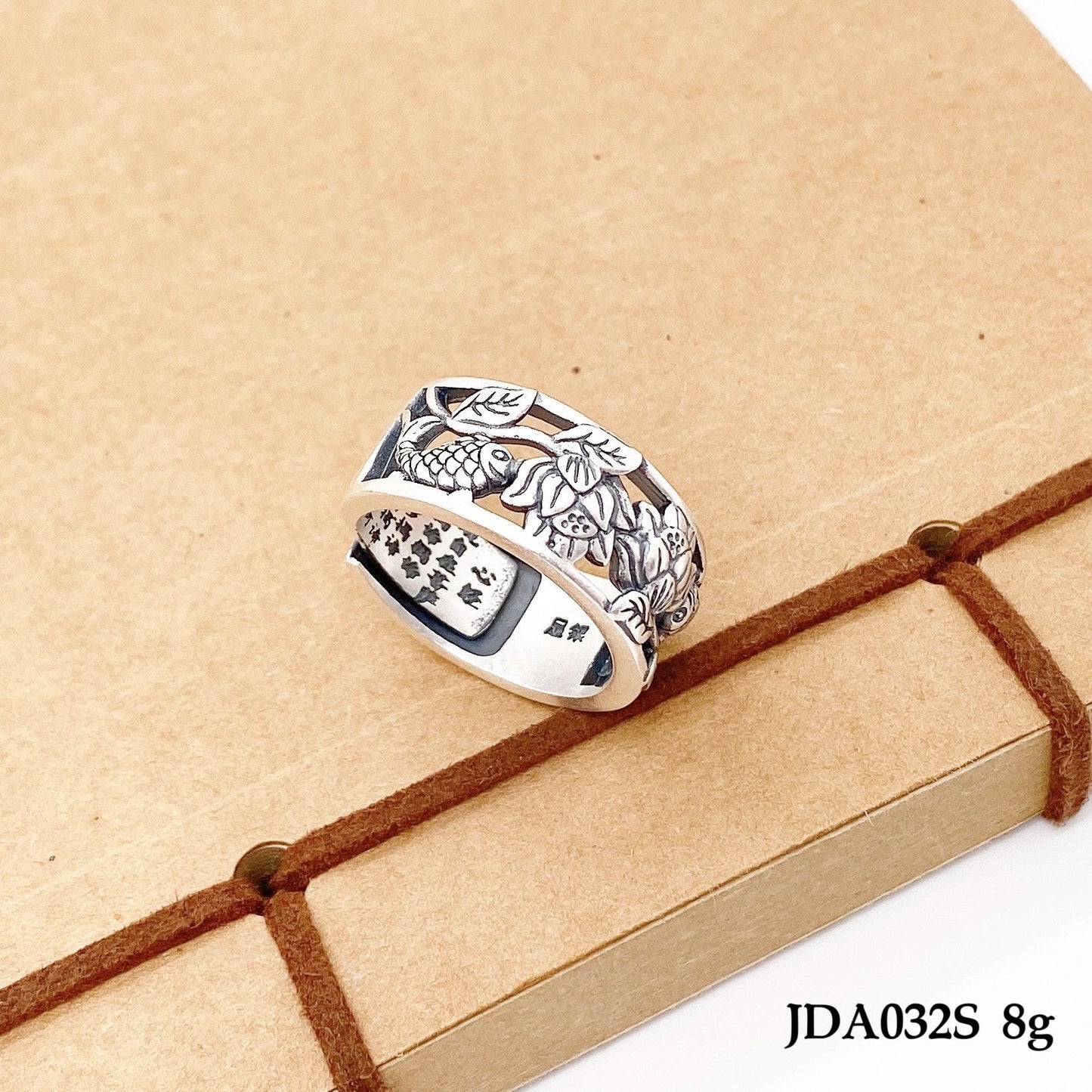 Anillo de plata de ley con peonía de moda