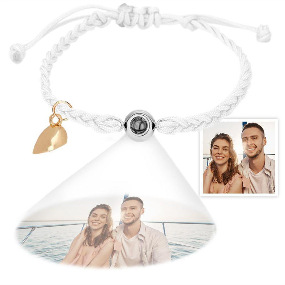 Pulsera de pareja tejida con proyección de fotos