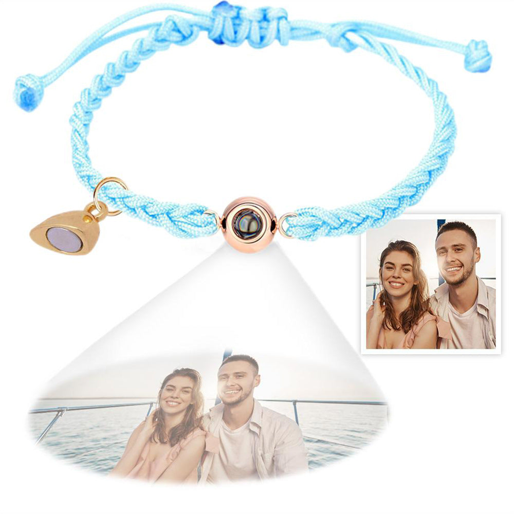 Pulsera de pareja tejida con proyección de fotos