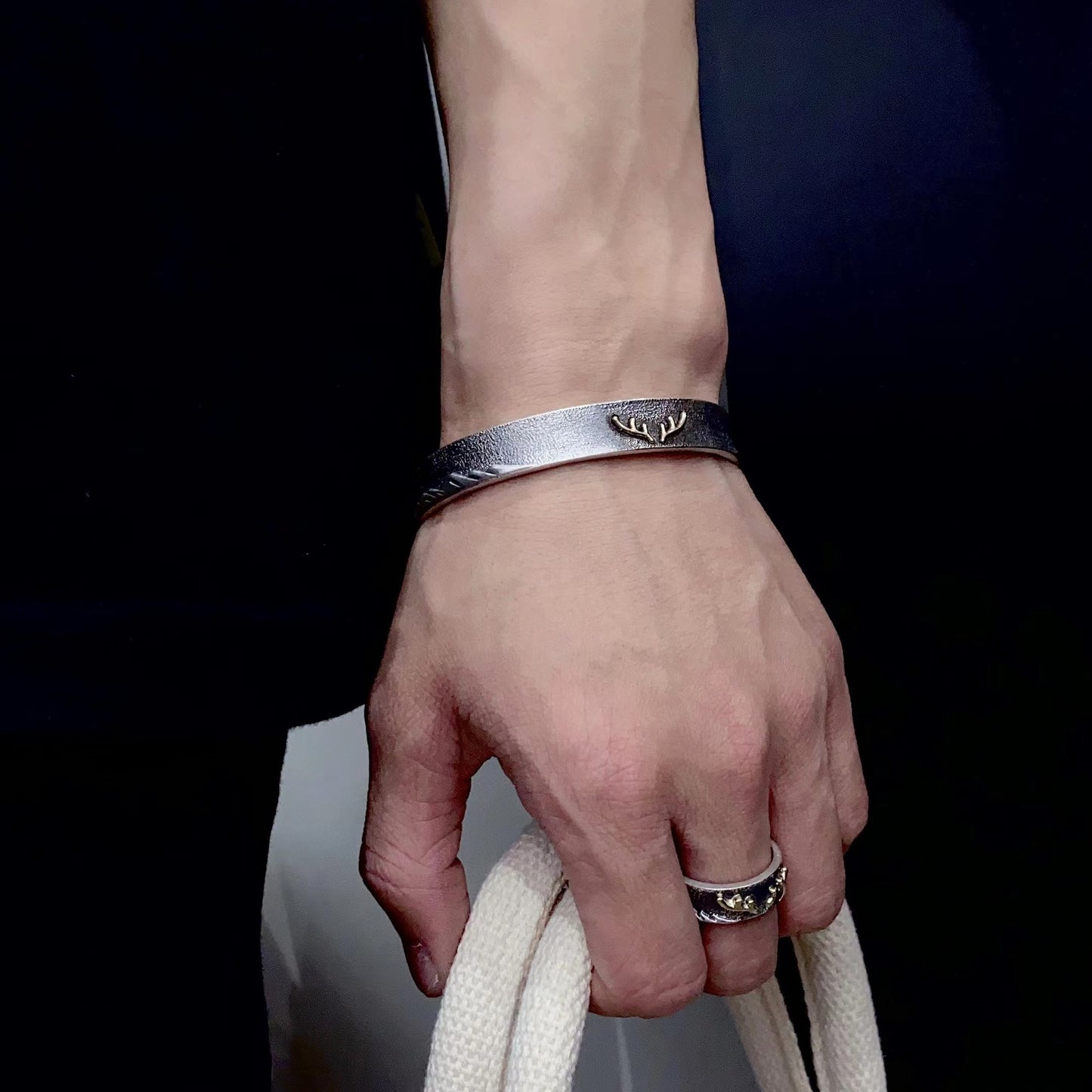 Anillos de pareja de plata de ley de moda