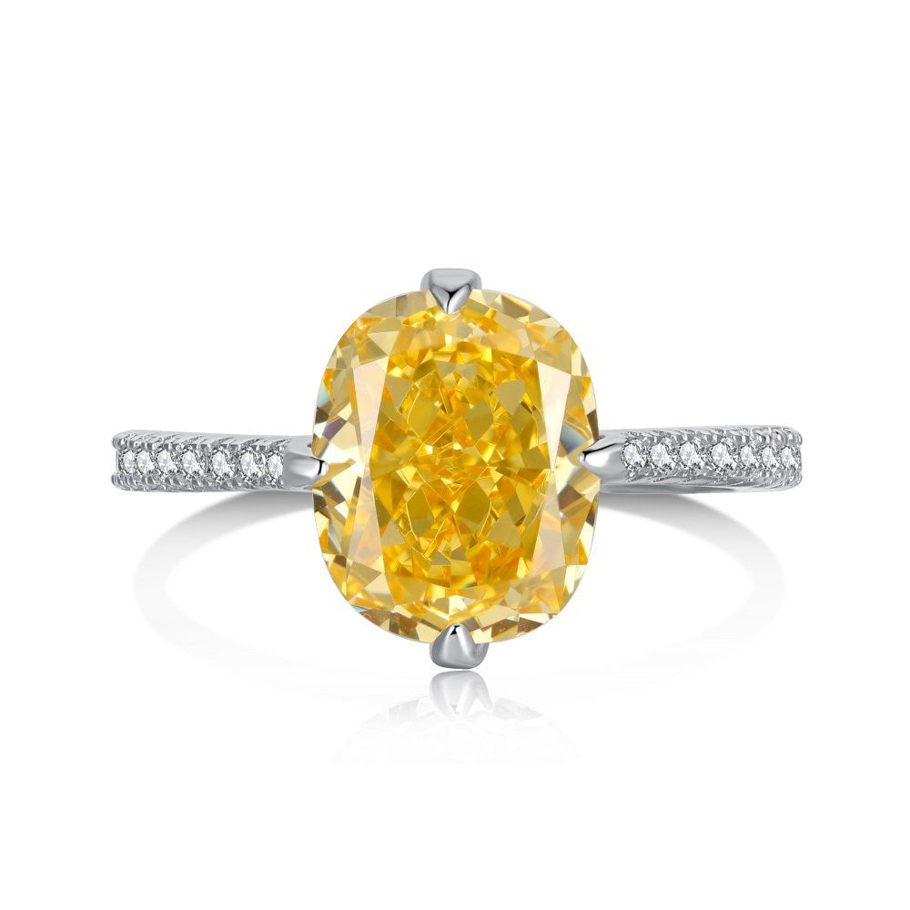 Anillo clásico de circonita con diamante de alto carbono y corte de flor de hielo brillante y noble