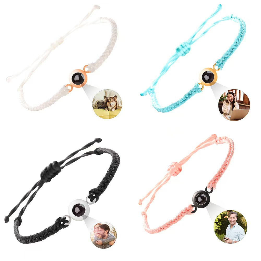 Pulsera de pareja tejida con proyección de fotos