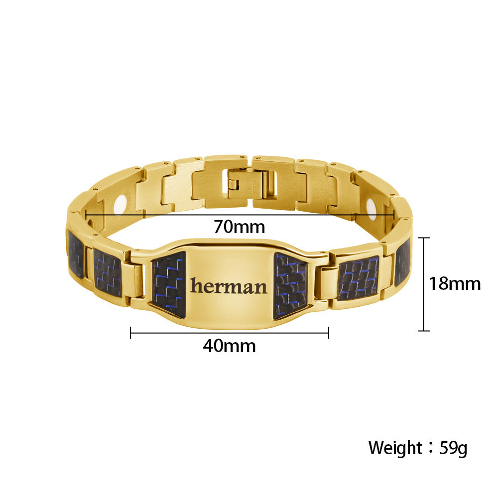 Pulsera de cuero grabada para hombre