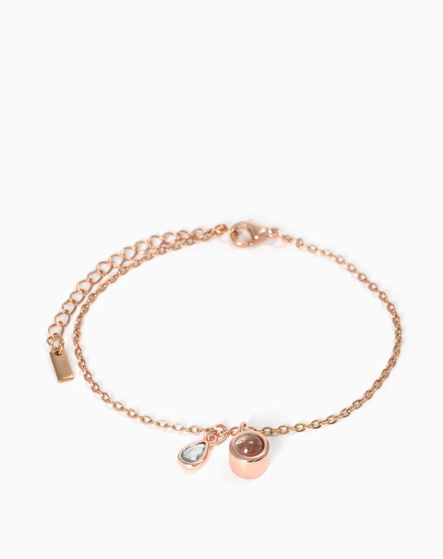 Pulsera con piedra del zodiaco en forma de gota de agua con proyección fotográfica