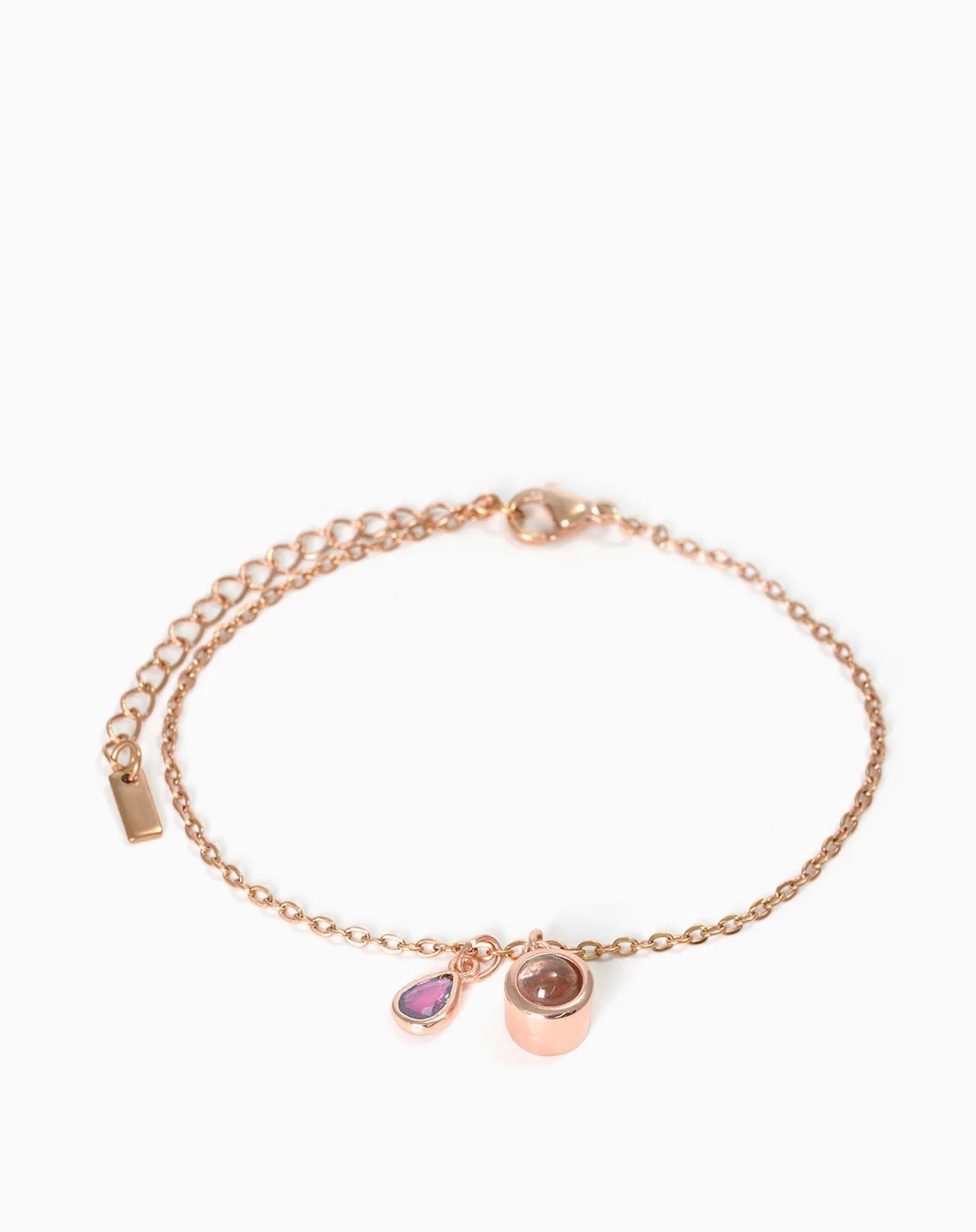 Pulsera con piedra del zodiaco en forma de gota de agua con proyección fotográfica