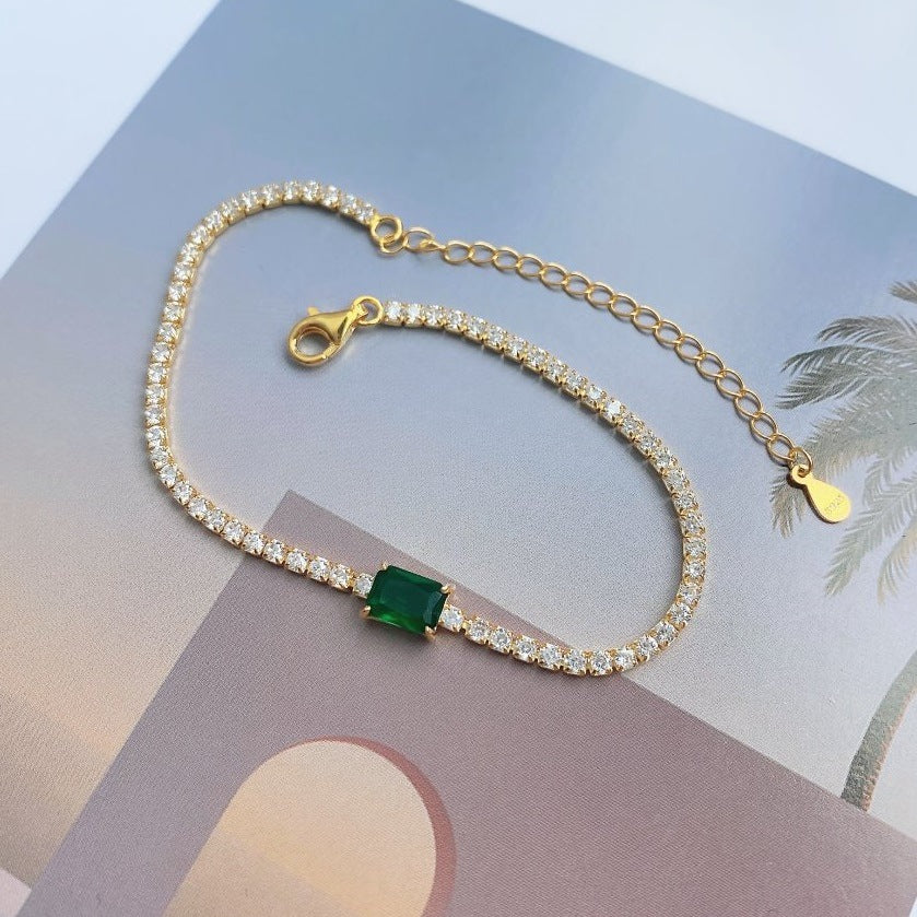 Pulsera de tenis de lujo con circonita esmeralda