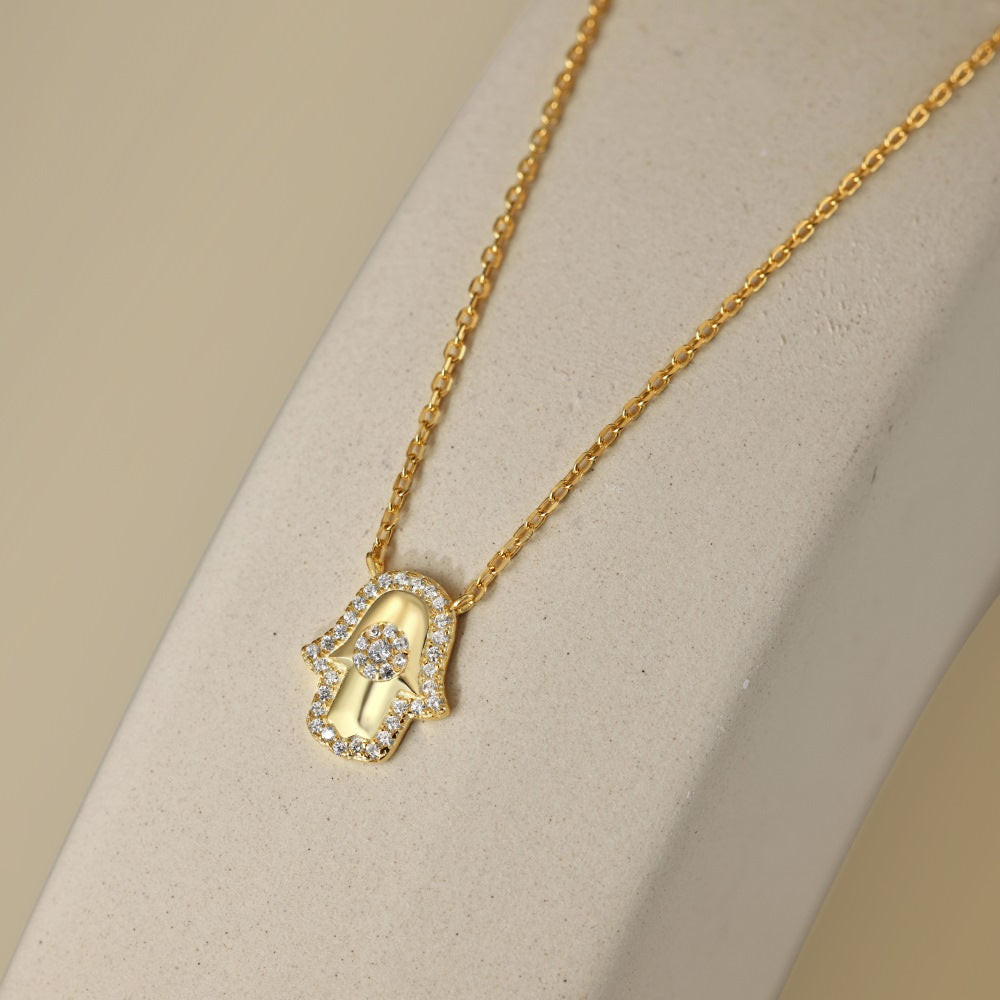 Collar de circón con palma y personalidad de moda