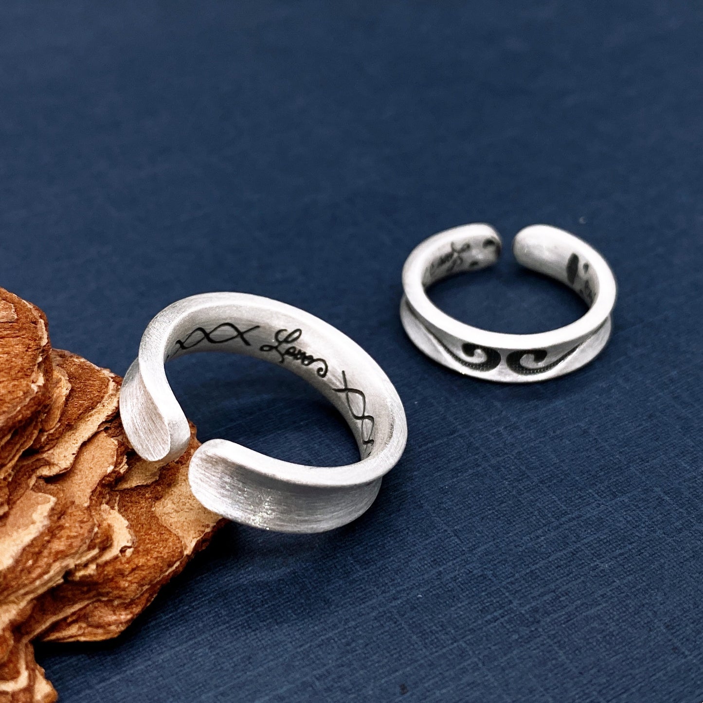 Anillo de pareja de plata esterlina de estilo chino