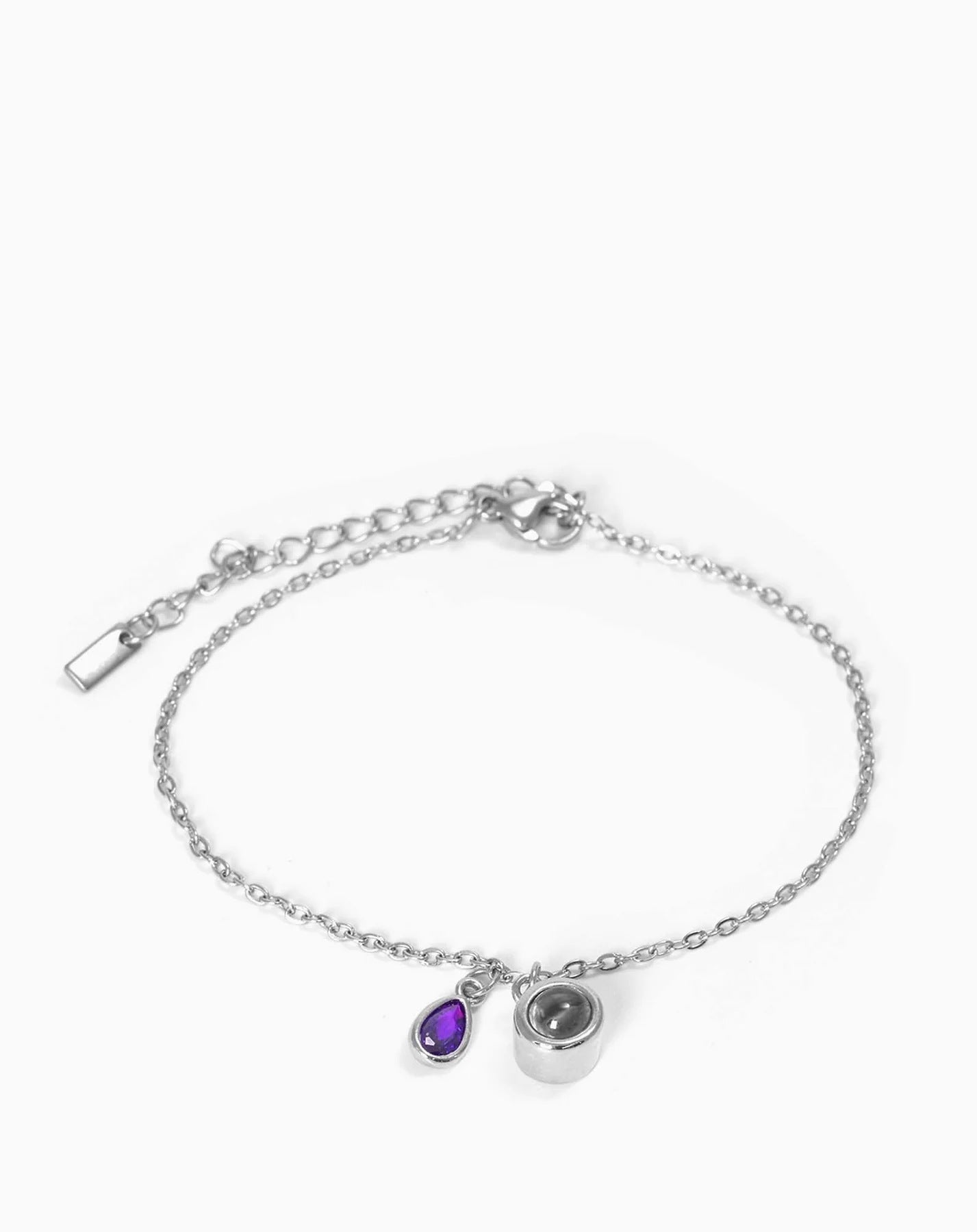 Pulsera con piedra del zodiaco en forma de gota de agua con proyección fotográfica