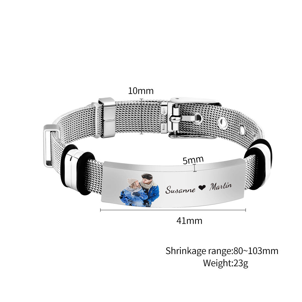 Pulsera tejida grabada para hombre