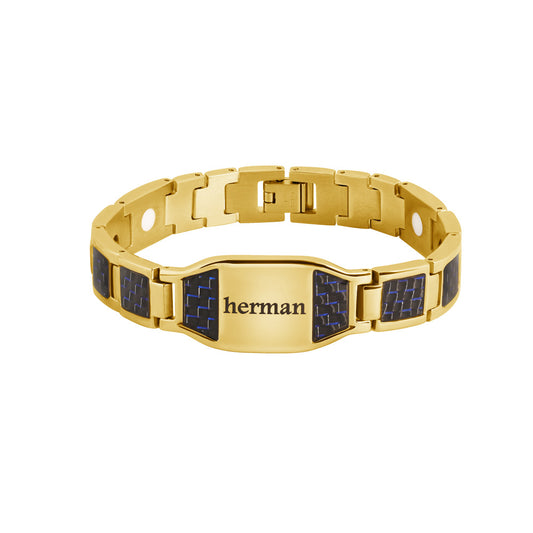 Men's engraved leather strap bracelet