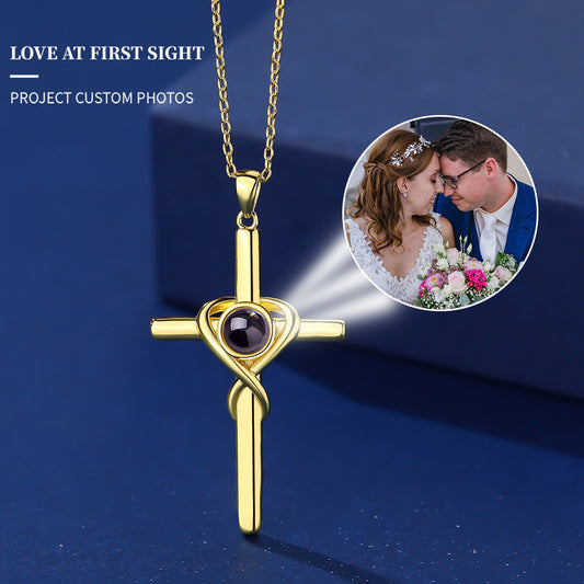Photo Projection Cross Pendant Necklace