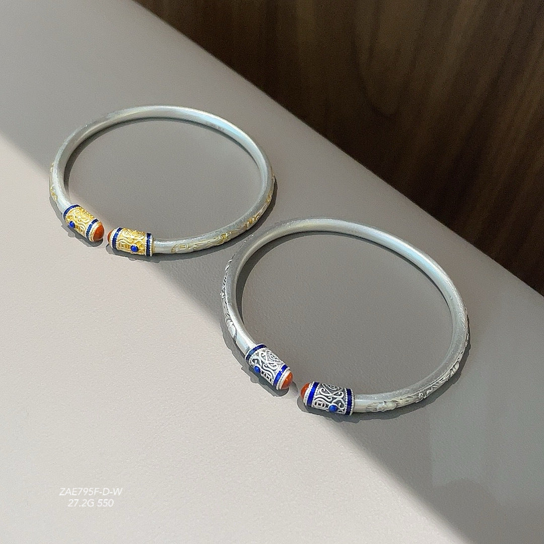Pulsera de plata de ley con elefante esmaltado