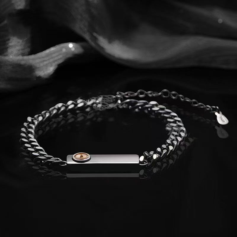 Pulsera de hueso de dragón con placa cuadrada y proyección fotográfica