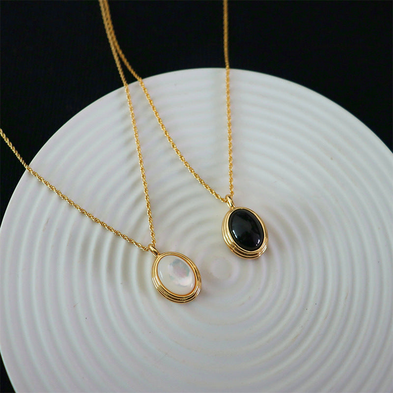 Vintage Personalized Black Natural Stone Women's Necklace