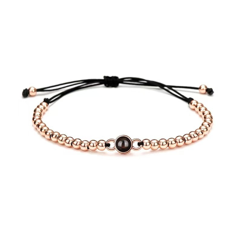 Pulsera de piedra magnética tejida con proyección fotográfica