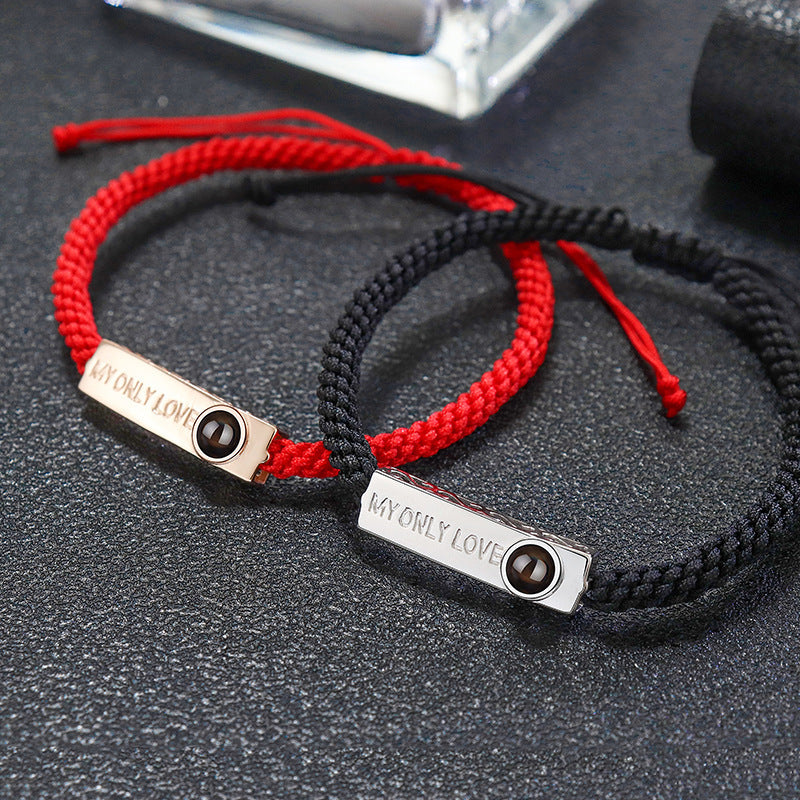 Pulsera tejida en plata S925 con proyección de fotos