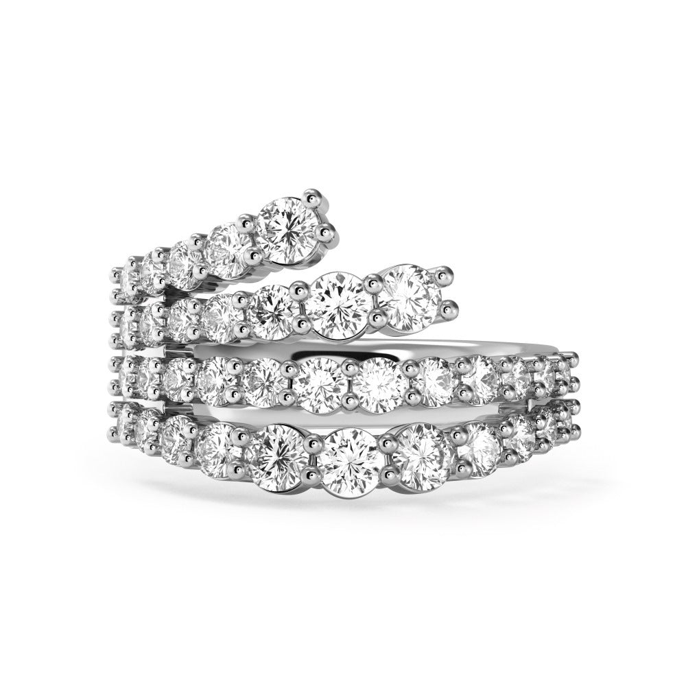 Anillo de diamantes en espiral moderno y personalizado.