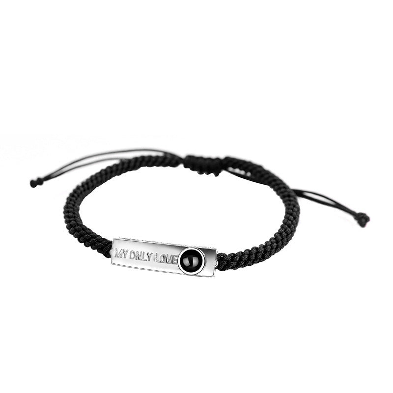 Pulsera tejida en plata S925 con proyección de fotos