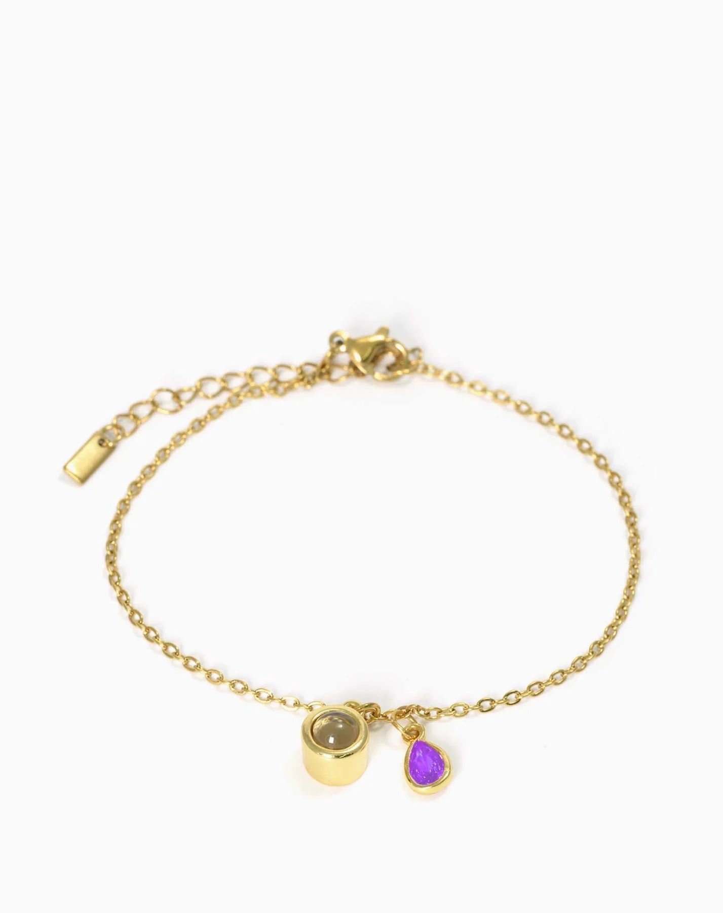 Pulsera con piedra del zodiaco en forma de gota de agua con proyección fotográfica