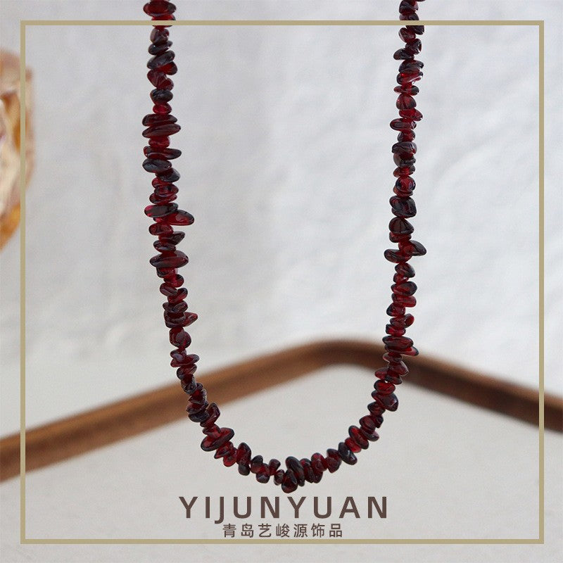 Exquisito collar vintage de piedra natural para mujer