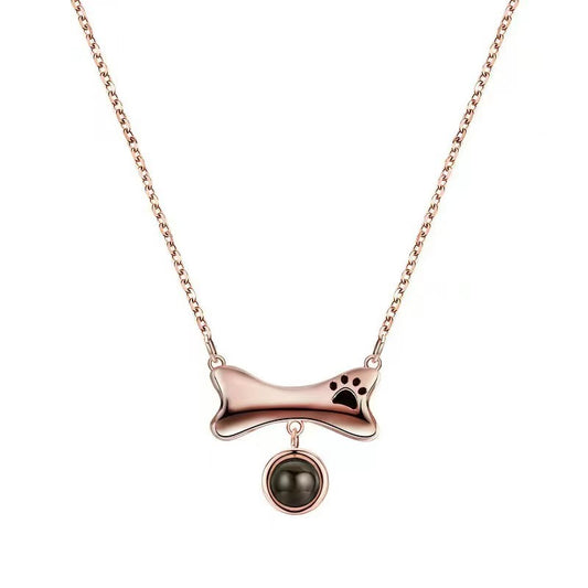 Photo projection dog paw necklace