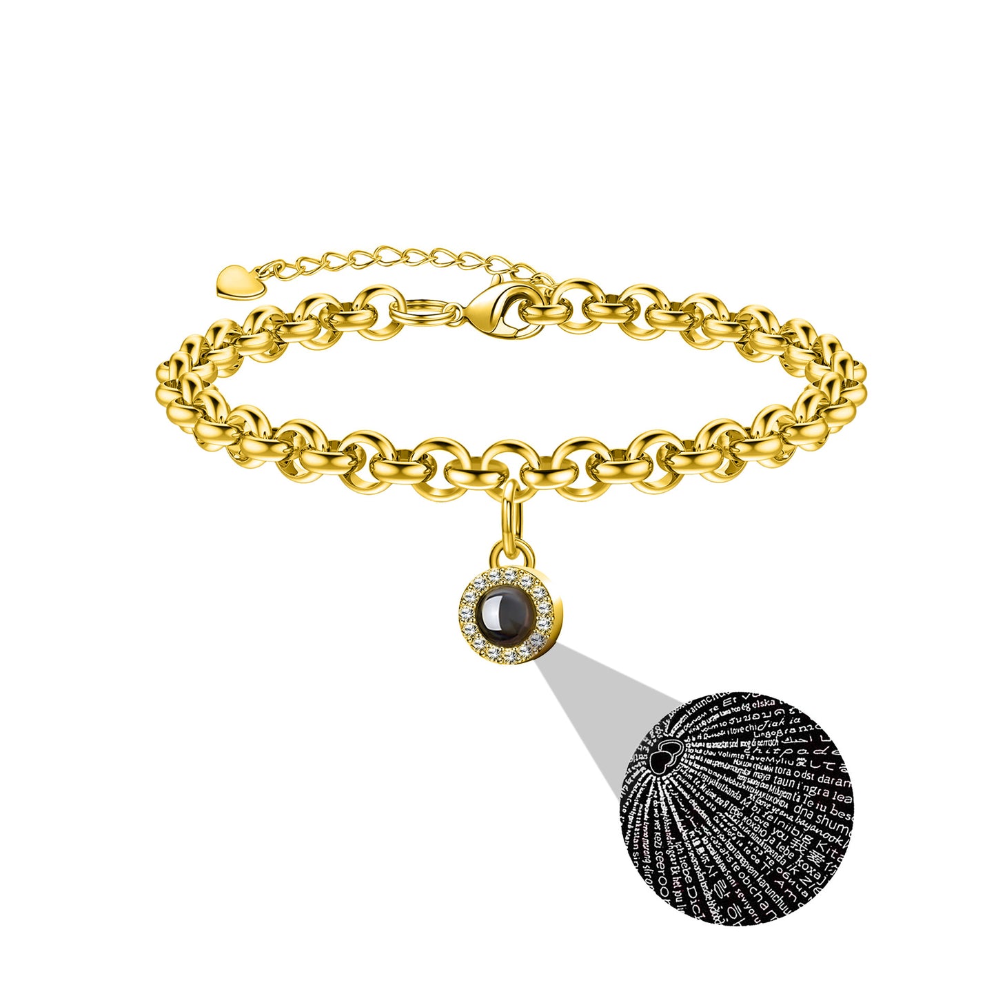 Projection photo round bubble couple bracelet