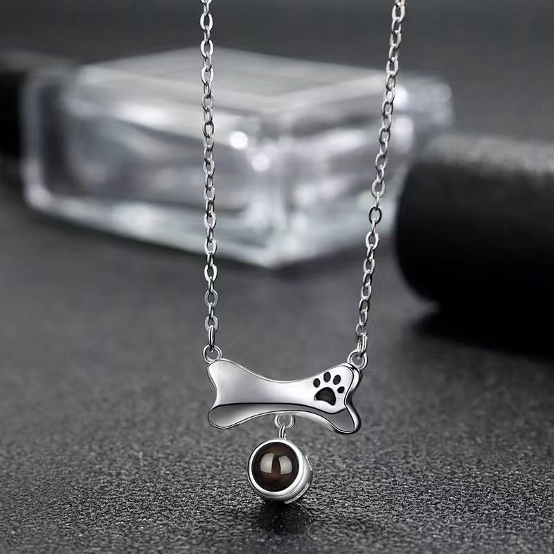 Collar con pata de perro con proyección de fotos
