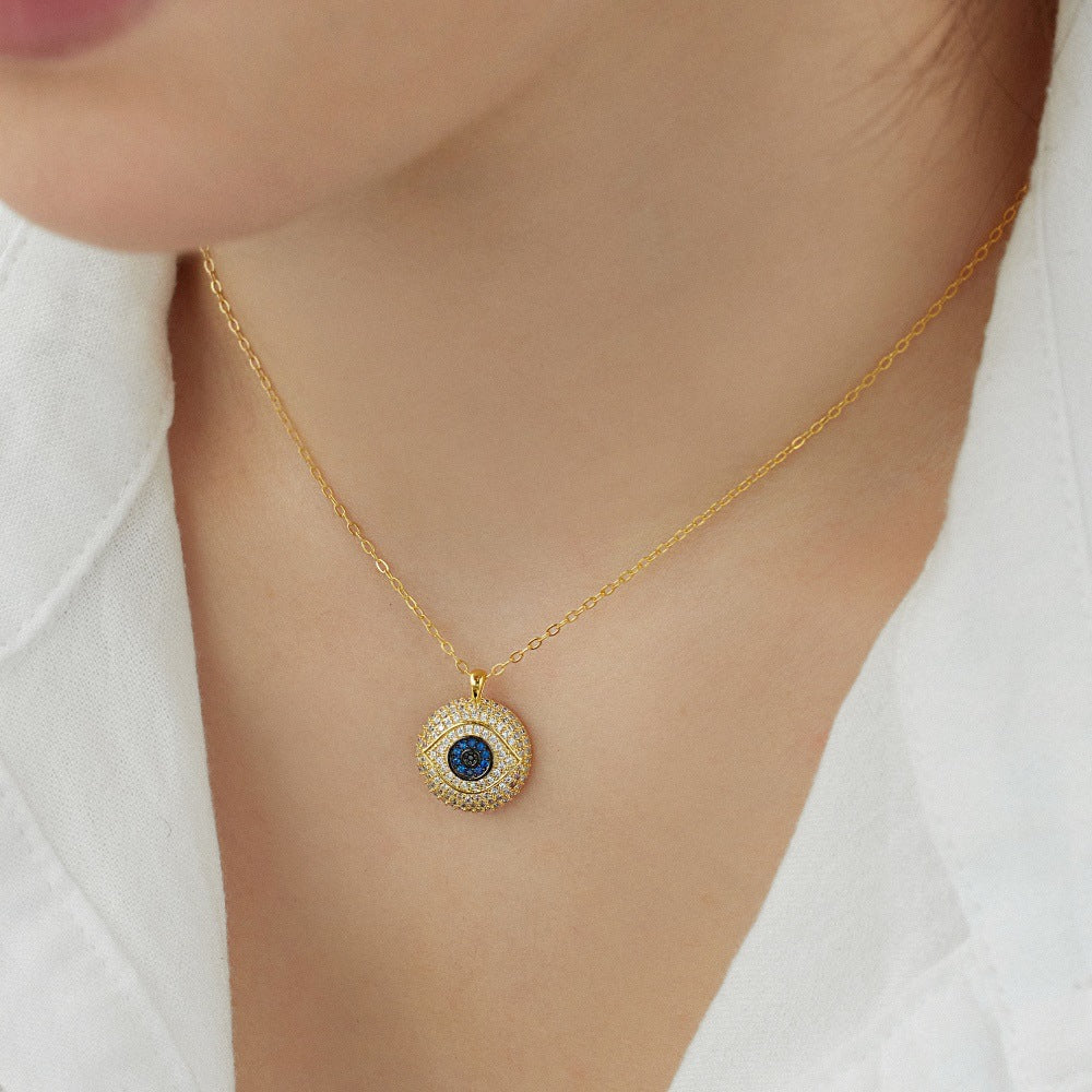 Collar de ojo de diablo redondo con personalidad simple y elegante