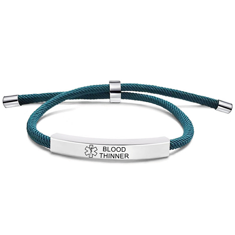 Pulsera recordatoria con logotipo médico grabado con láser