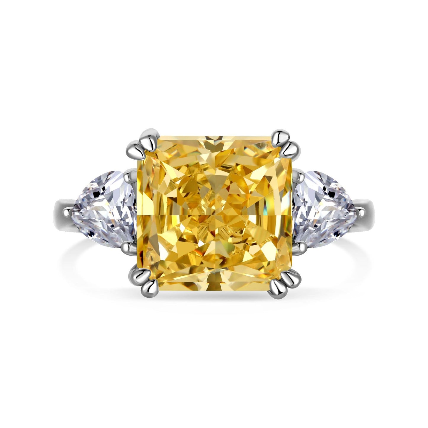 Anillo clásico de circonita con diamante de alto carbono y corte de flor de hielo brillante y noble