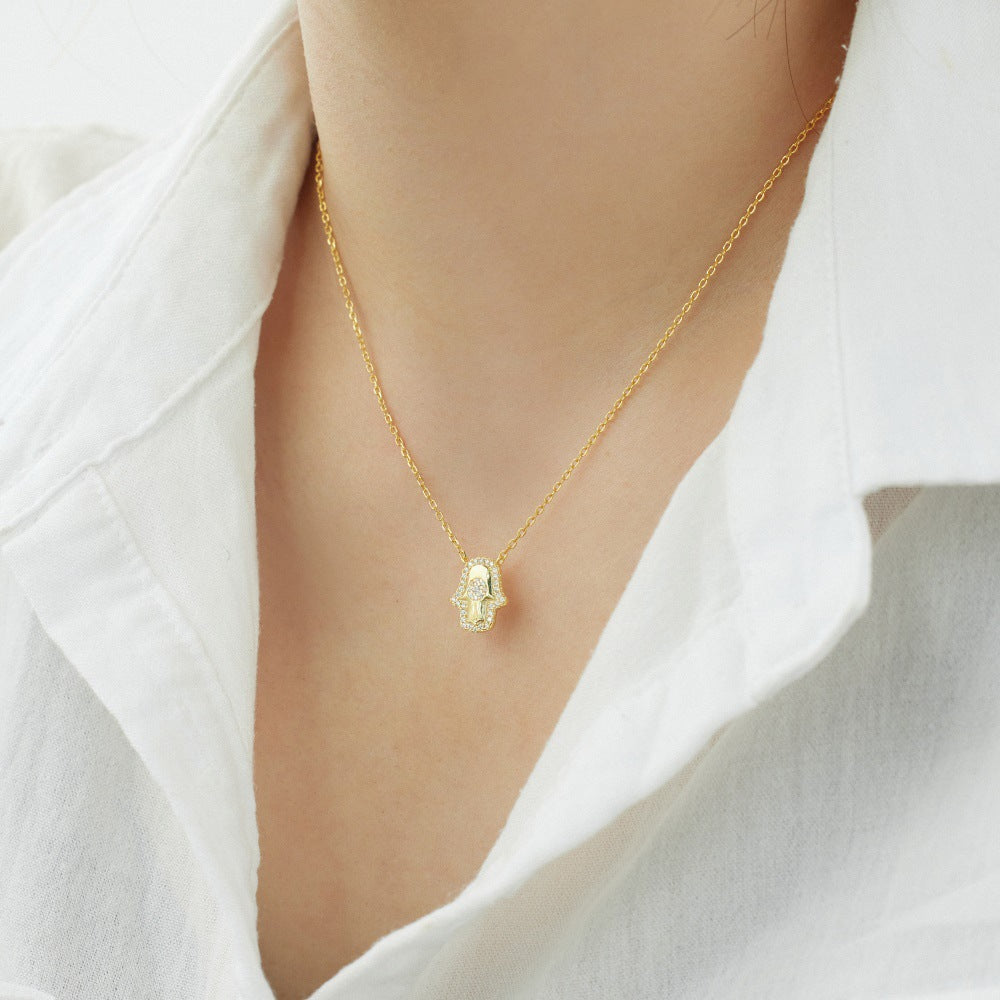 Collar de circón con palma y personalidad de moda