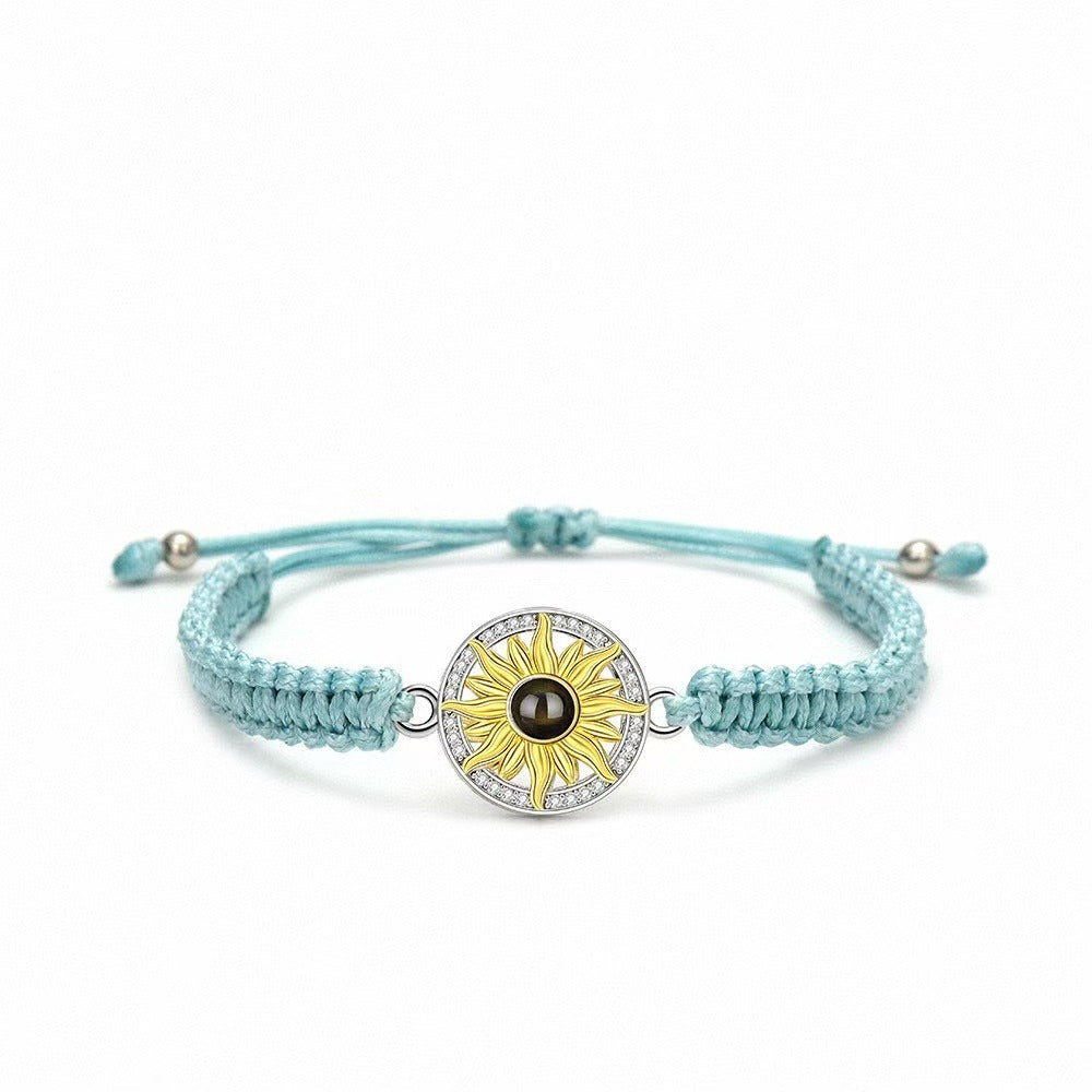 Pulsera tejida con proyección de fotos de girasoles