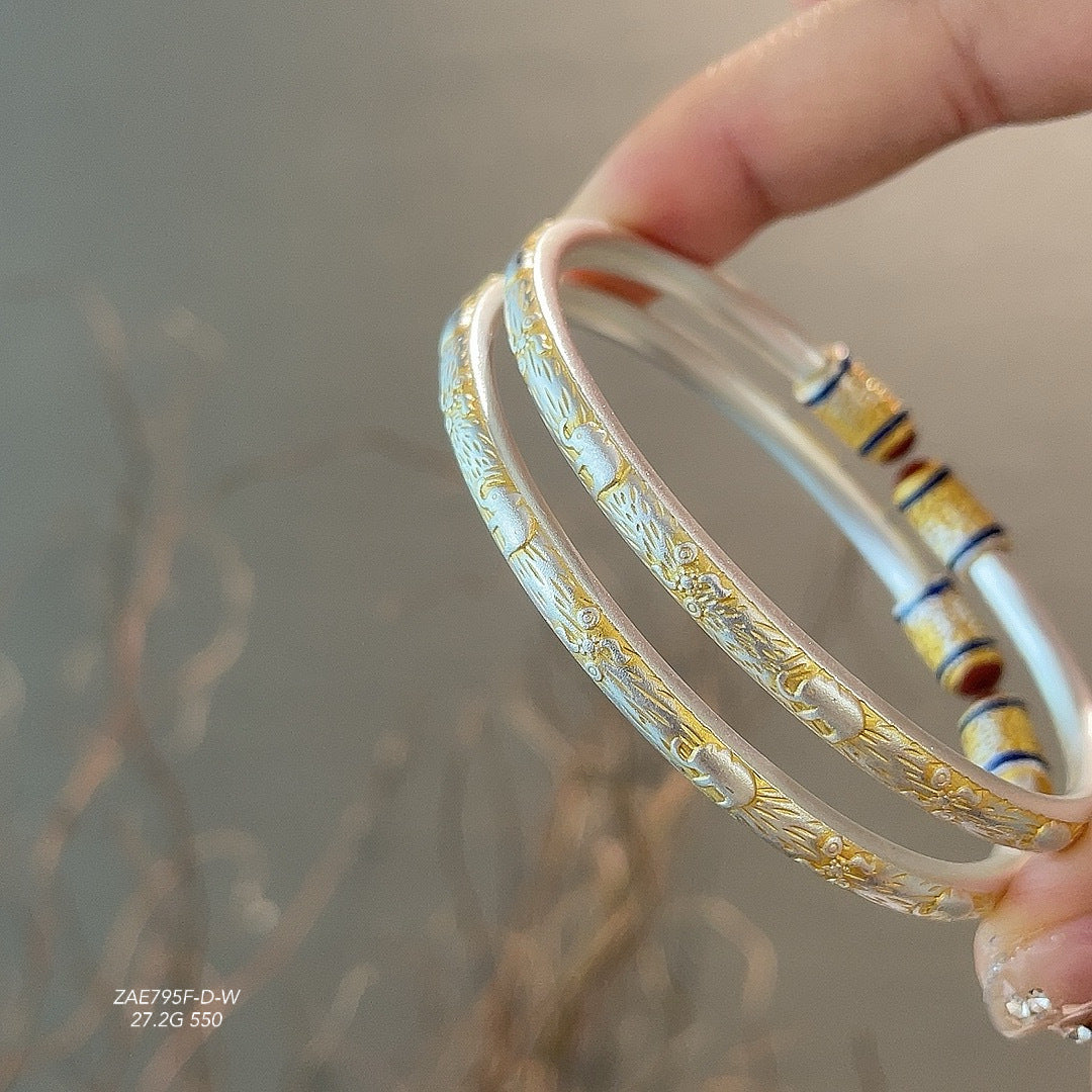 Pulsera de plata de ley con elefante esmaltado