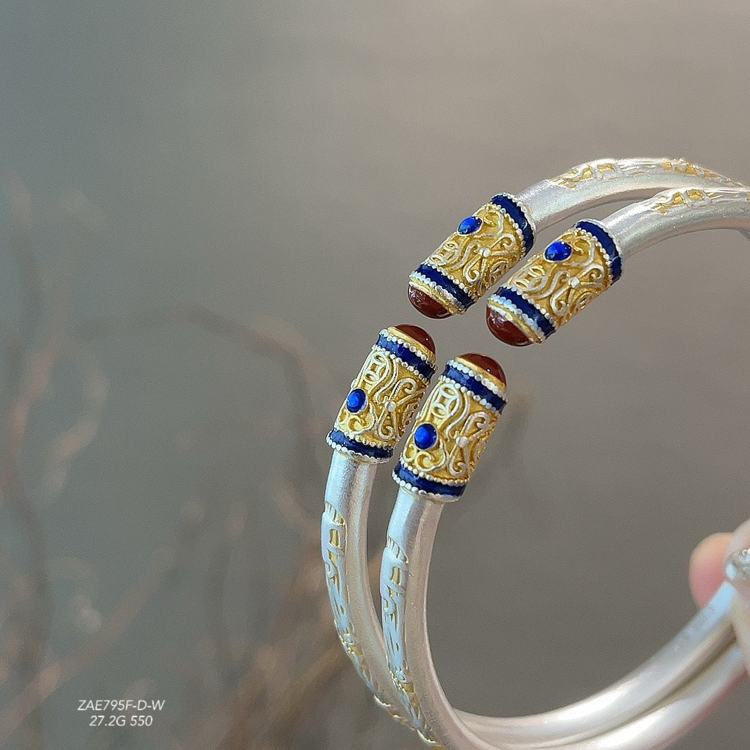 Pulsera de plata de ley con elefante esmaltado