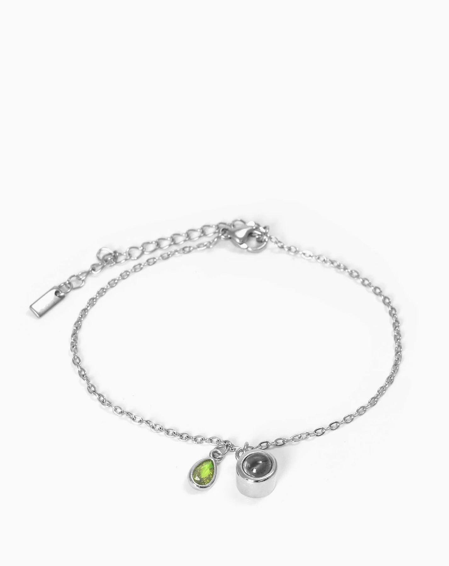 Pulsera con piedra del zodiaco en forma de gota de agua con proyección fotográfica