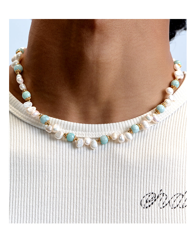 Collar hip-hop con perla de piedra natural