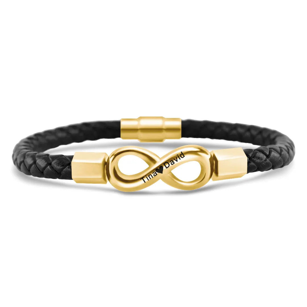 DIY engraved 8-character leather cord bracelet