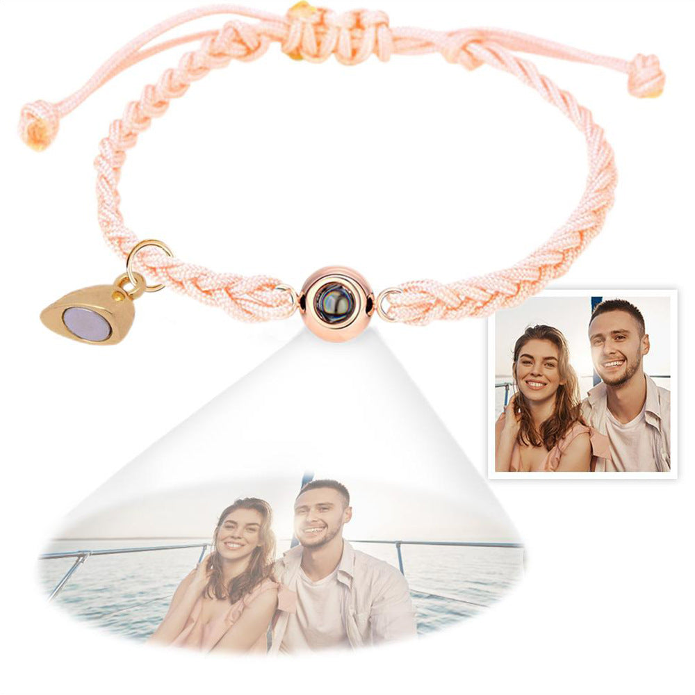Pulsera de pareja tejida con proyección de fotos