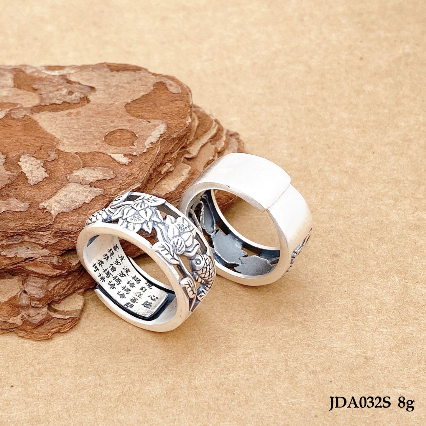 Anillo de plata de ley con peonía de moda