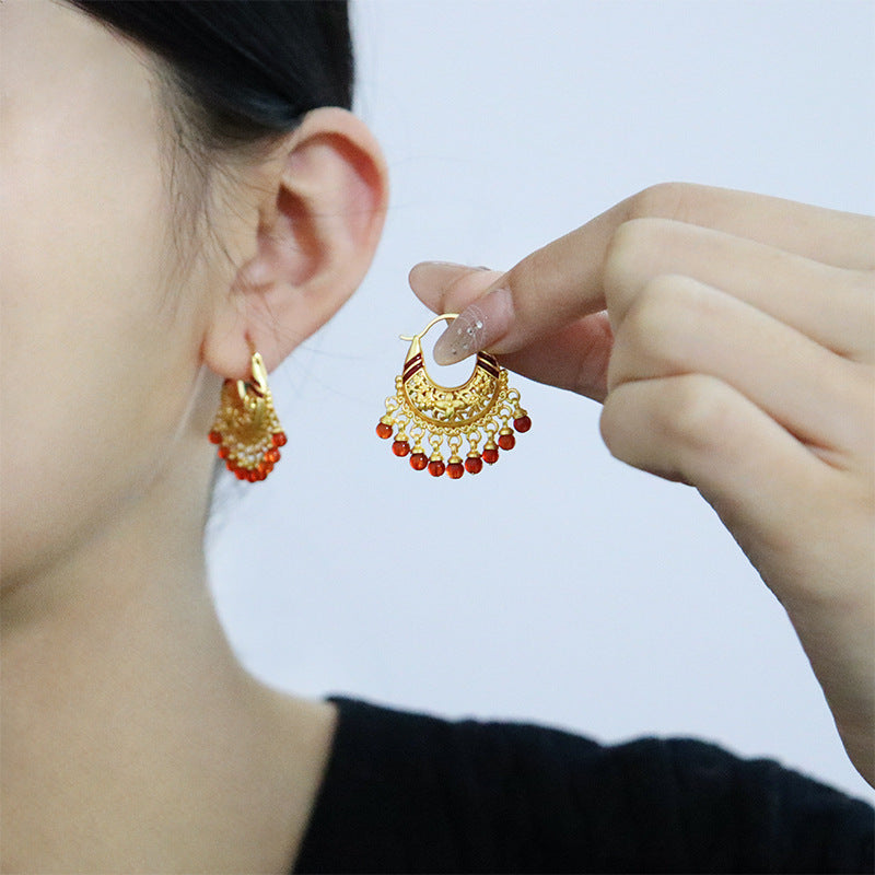 Exquisitos pendientes de borlas antiguos orientales