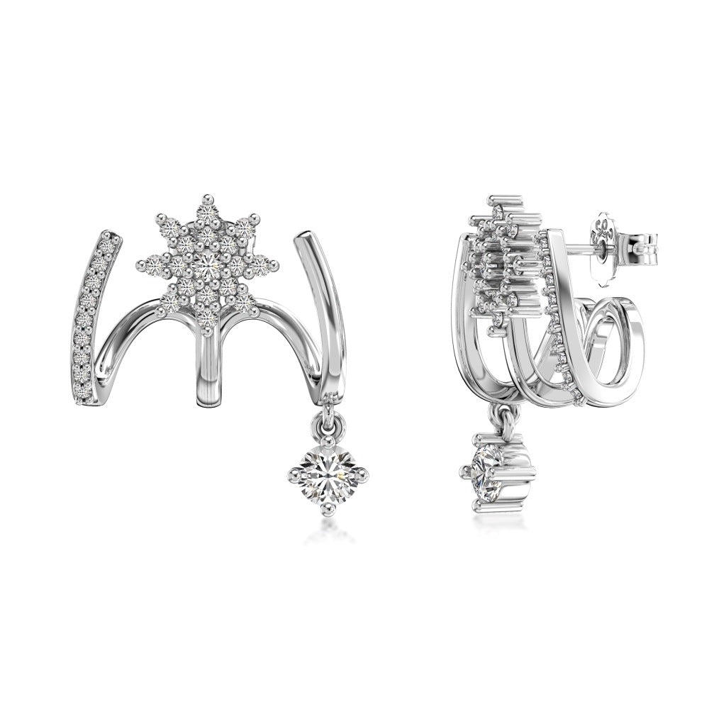 Pendientes de estrella de ocho puntas con circonitas, modernos y personalizados.