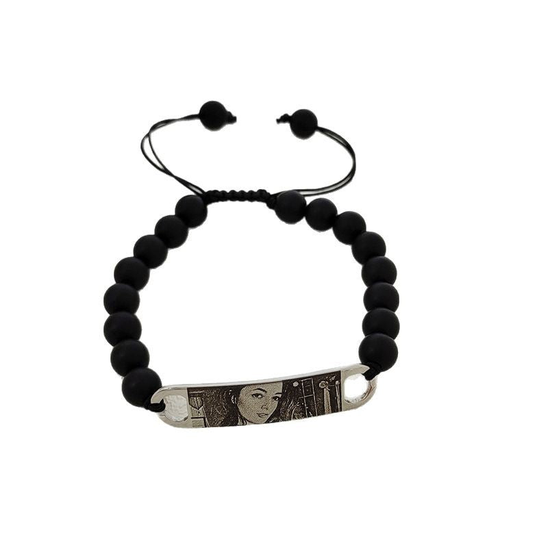 Pulsera de piedra natural con ojo grabado con imagen DIY