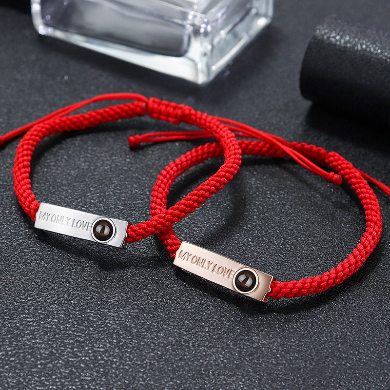 Pulsera tejida en plata S925 con proyección de fotos