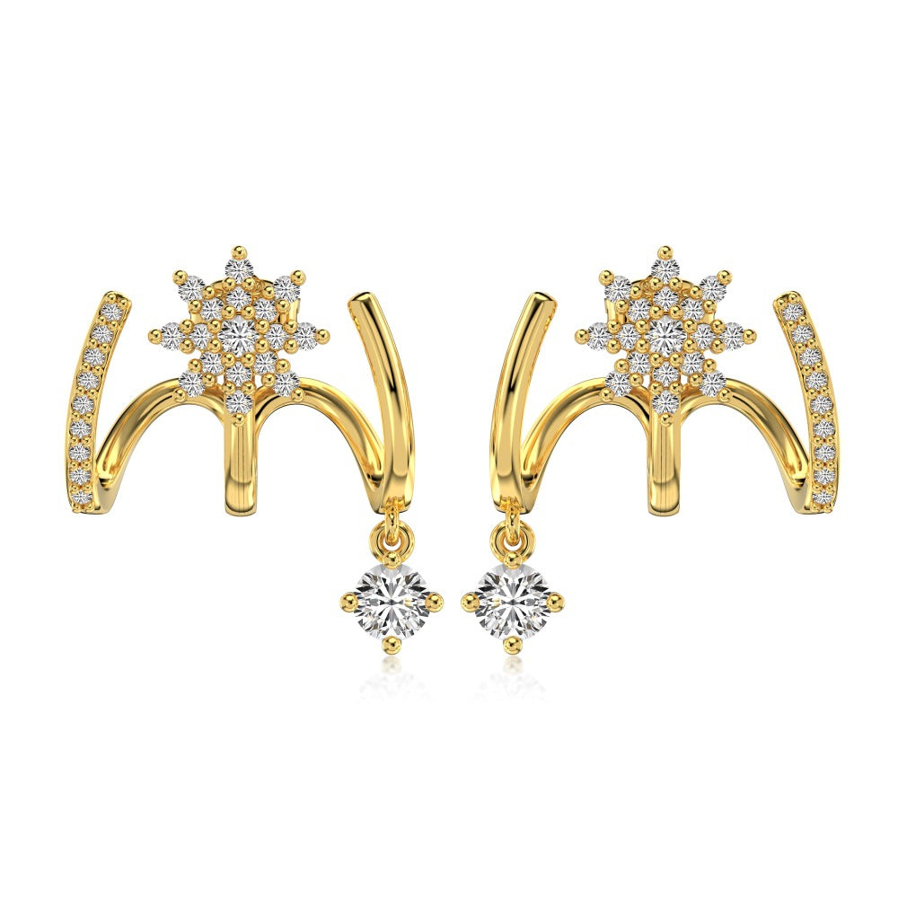 Pendientes de estrella de ocho puntas con circonitas, modernos y personalizados.