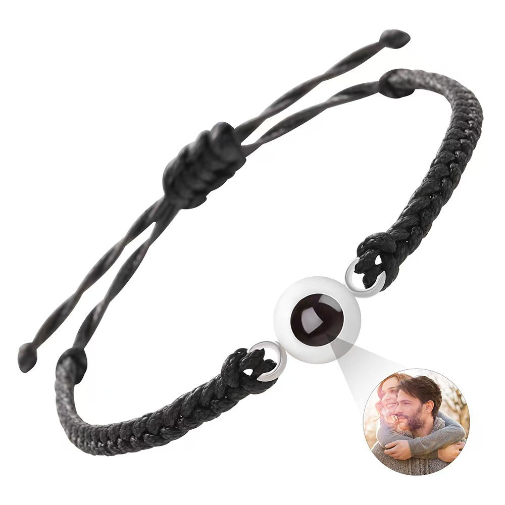 Pulsera de pareja tejida con proyección de fotos
